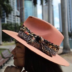Peach Western Boho Beaver Blend Fedora Cowboy Hat